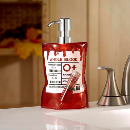Avanti Linens – Soap Dispenser, Decorative Lotion Pump for Bathroom or Kitchen Countertop, Hand Painted Resin Halloween Decor (Blood Bag)