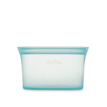 Zip Top Reusable Food Storage Bags | Medium Dish [Frost] | Silicone Meal Prep Container | Microwave, Dishwasher and Freezer Safe | Made in the USA