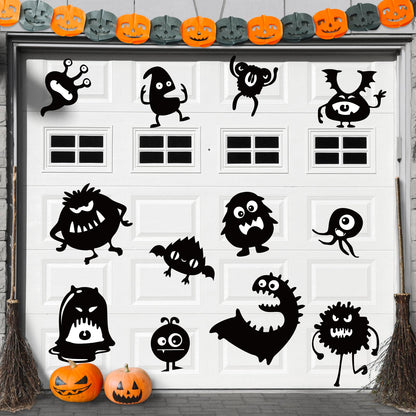 JarThenaAMCS 12 Pcs Halloween Garage Magnets Decoration Spooky Monster Garage Door Decals Magnetic Refrigerator Stickers for Halloween Party Home Car