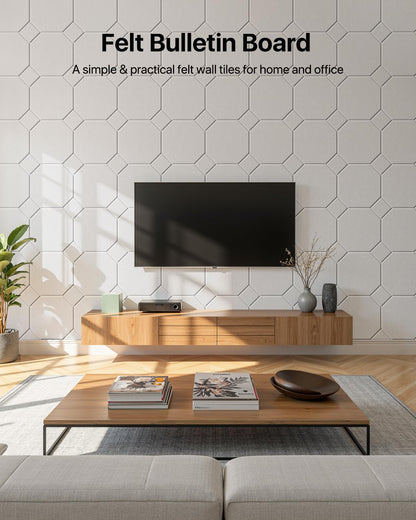 Woovio Large Cork Boards for Walls 48" X 36", Felt Bulletin Boards with Self Adhesive, 12 Pack Felt Wall Tiles Alternative Pin Board Cork Boards for Office Classroom Wall Decor White