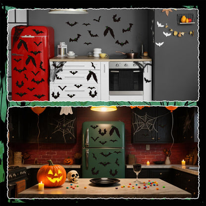 Kanayu 32 Pcs Halloween Garage Door Decorations Magnets Glow in the Dark Black Bats Spider Garage Door Magnets Luminous Magnetic Stickers Halloween Decorations for Home Car Refrigerator(Large Bat)