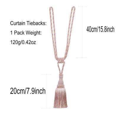 BEL AVENIR 2 Pack Curtain Tiebacks Tassel Drapery Tie-Backs Rope Handmade Holdbacks Home Office Hotel Decorative (Pink, 2 Pack)