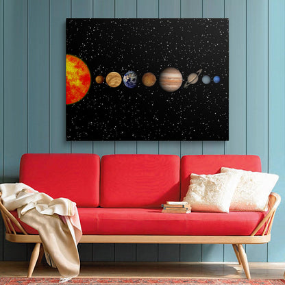 Framed Space Solar System Galaxy Planets Canvas Wall Art Astronomy Interstellar Science Decor Poster For Living Room Bedroom Home Office Artwork Gift Ready To Hang (12x16 Inches)
