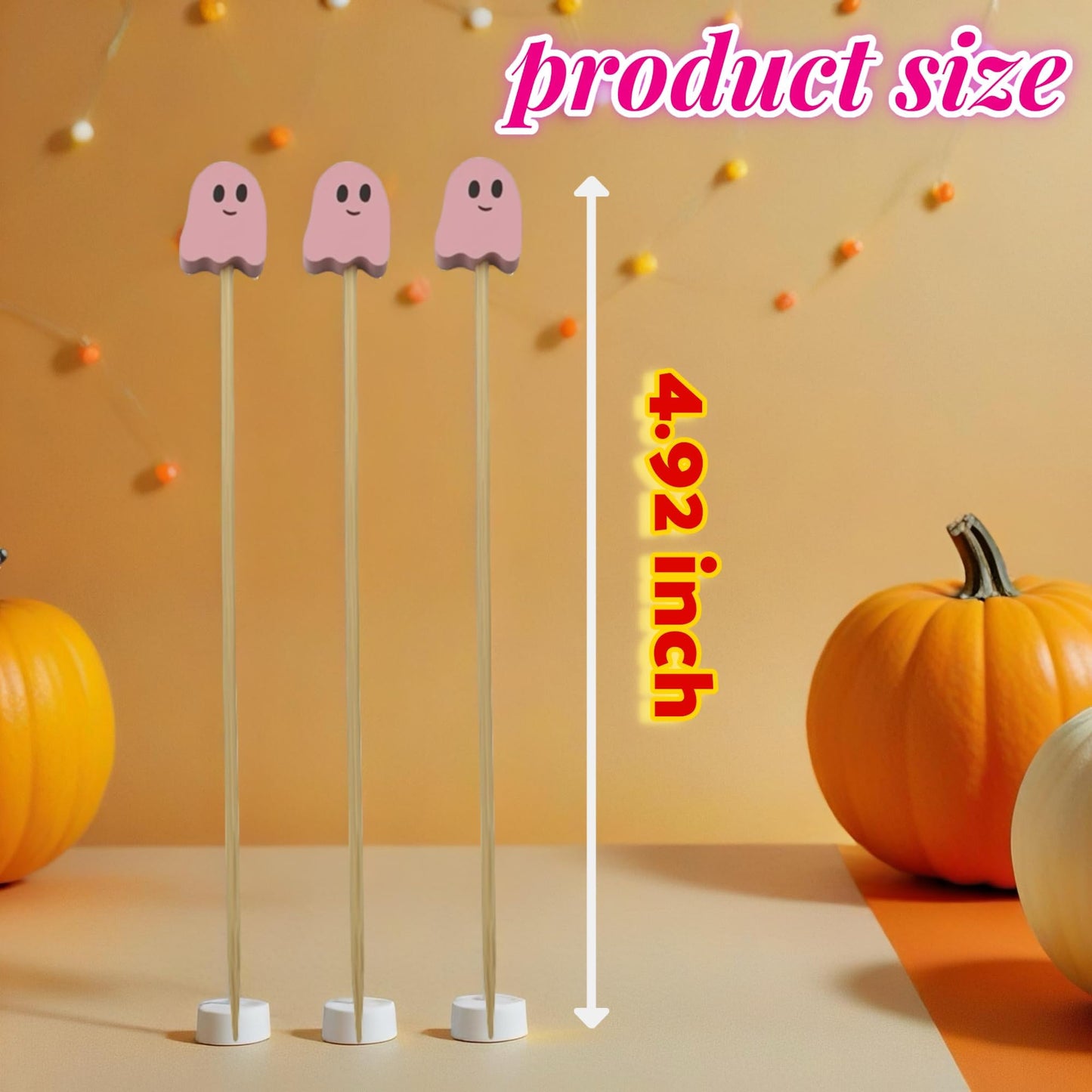 100 Pcs Ghost Cocktail Picks for Halloween and Fall – Bamboo Toothpicks with Cute Ghost Design for Appetizers, Fruit, Desserts, Coffee Drinks, Cake Toppers and Party Decorations (pink)