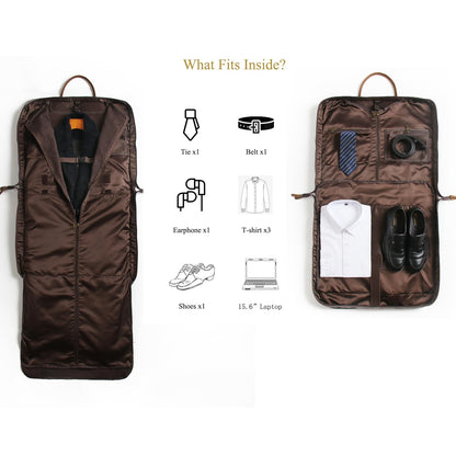 TRITOUR Garment Bags for Travel Leather canvas Suit Bag with Extended Design Computer Compartment