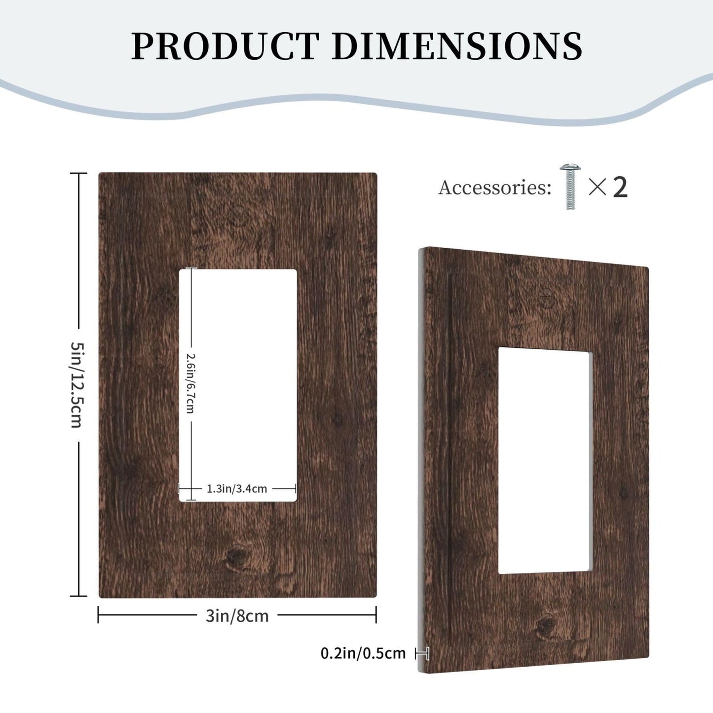 WMHUSU Decorative Outlet Covers Rustic Dark Brown Wood Grain Farmhouse Cabin 1 Gang Single Decora GFCI Device Light Switch Covers Plate 1 Rocker Wall Plate Jumbo Switch Cover Plate (2 Pack)
