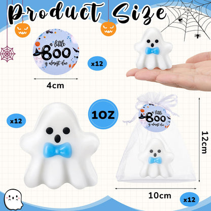 Leelosp 12 Set A Little Boo is Almost Due Baby Shower Halloween Baby Shower Soap Favor Decorations Ghost Shaped Soap for Halloween Boo Party Supplies(Blue)