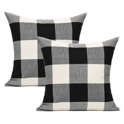 VAKADO Outdoor Farmhouse Buffalo Plaids Throw Pillow Covers 18x18 Set of 2 Black White Decorative Classroom Front Porch Classic Decor Retro Boho Cushion Cases Fall Home Rustic Check for Couch Patio