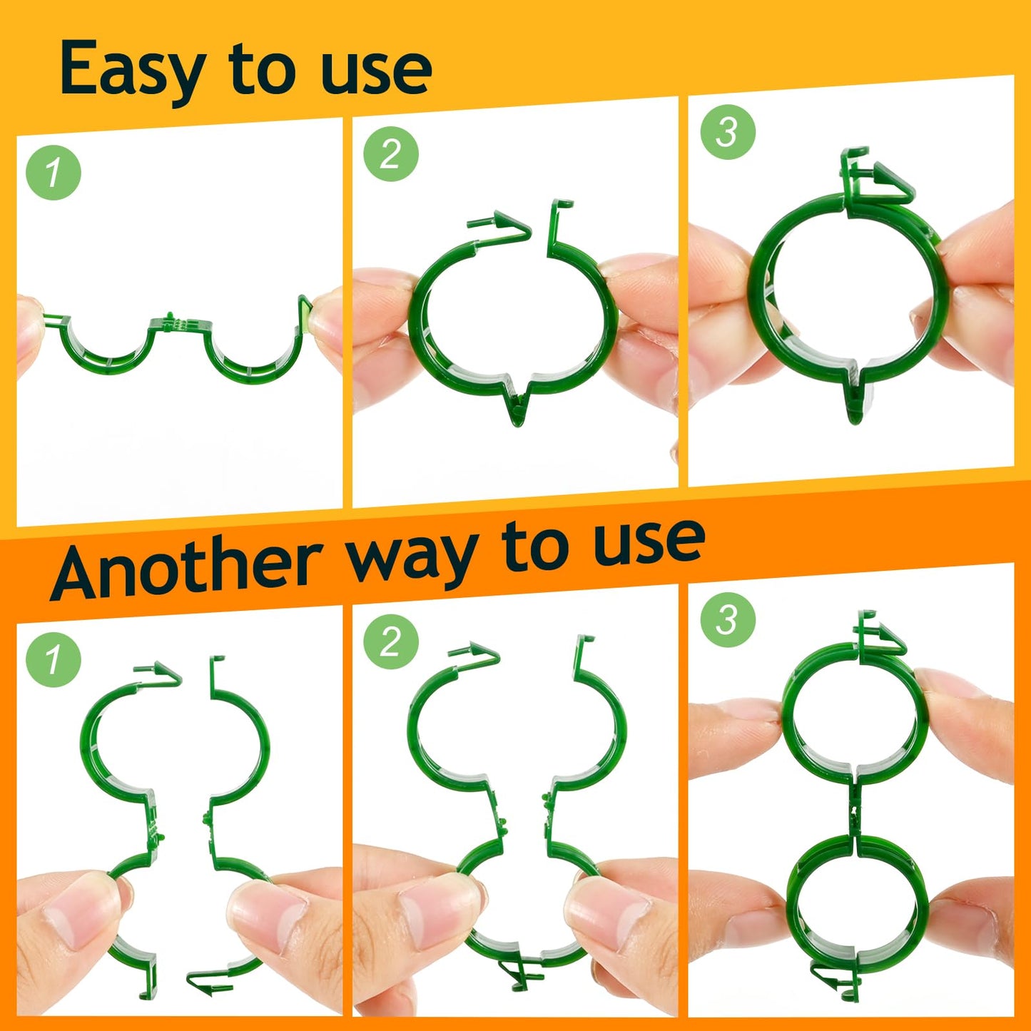owandan 200Pcs Secured Plant Support Clips - Tomato Clips for String Trellis, Grape Vine Grid Clamp for Garden Netting Climbing Plants, Fixing Stem and Vine (Green)