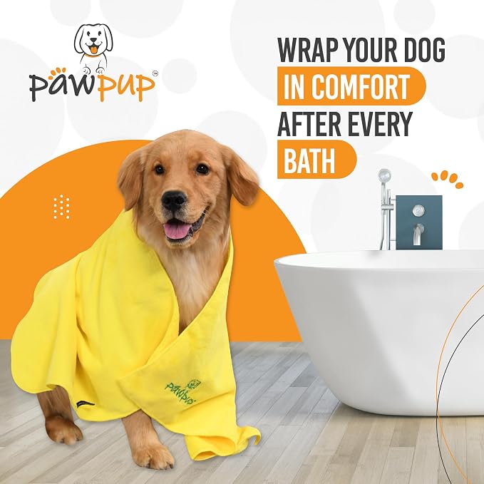 Dog Towels for Drying Dogs Super Absorbent Microfiber Pet Grooming Towel for Dogs, Cats and Other Pets (40 x 24 Inches, Yellow and Green)
