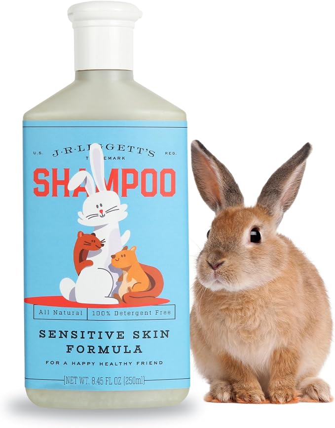 J.R.LIGGETT'S Liquid Small Animal Shampoo for Sensitive Skin, Natural Cleanser for Rabbits, Guinea Pigs, and Small Pets, Hypoallergenic Formula, Detergent-Free, 8.45 fl oz