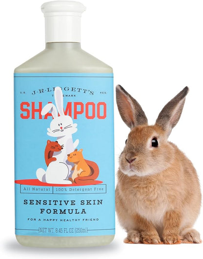 J.R.LIGGETT'S Liquid Small Animal Shampoo for Sensitive Skin, Natural Cleanser for Rabbits, Guinea Pigs, and Small Pets, Hypoallergenic Formula, Detergent-Free, 8.45 fl oz