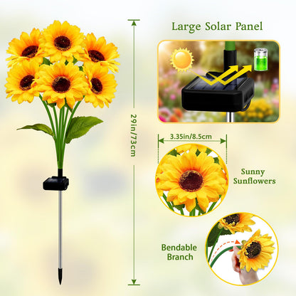Solar Garden Lights Outdoor, 4 Pack Sunflower Lights with 24 Sunflower, Waterproof 60 Led Garden Fall Decor, Gifts for Mom Grandma, Decorative Solar Flowers for Pathway Patio Yard Flowerbed Decoration