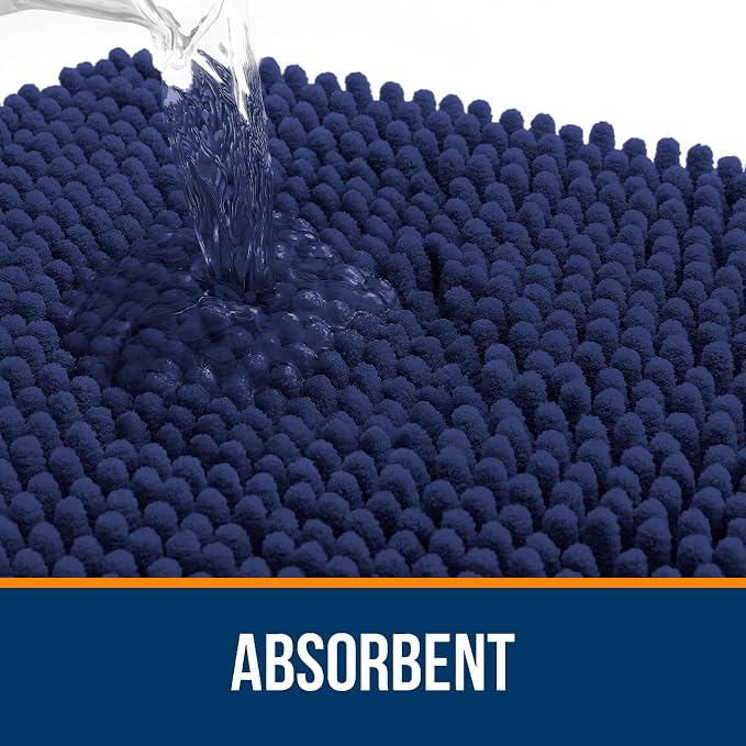 OLANLY Toilet Rugs U-Shaped 20x20, Extra Soft Absorbent Chenille Contour Bathroom Rugs for Toilet, Dry Quickly, Machine Washable, Non-Slip Bath Mat, Twilight Sapphire