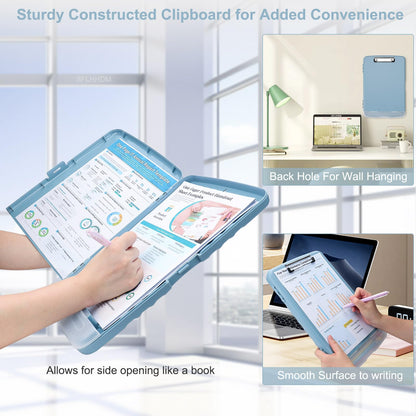 SFLHHDM Clip Boards 8.5x11 with Storage, Heavy Duty Storage Clipboard, Nursing Clipboard Folder with Pen Holder, Clipboards with Low Profile Clip, Nurse Clipboards Binder Case for Classroom