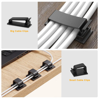494 PCS Cable Management Kit - 4 Cable Sleeve Split, 2 Cable Organizer, 130 Adhesive Cable Clip, 6 Cable Holder, 2 Roll Cable Organizer Strap, 300 Cable Tie with 50 Mount, for Computer TV Under Desk