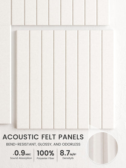 Bumusty Large Cork Board Alternative-48 x 36" Felt Bulletin Board Tiles, with 30 Pushpins, 70 Adhesive Tabs, Fine-Stripe 12-Pack, Cork Boards for Office Push Pin Board Felt Board-Milky White