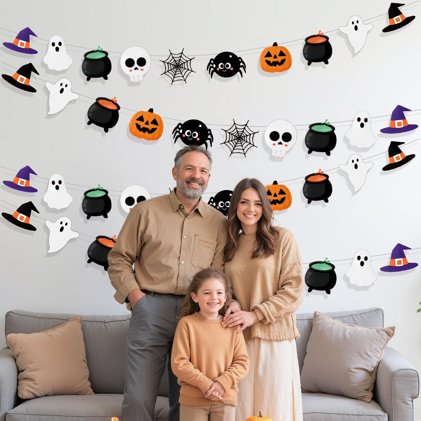 Halloween Party Decorations Hallowee Hanging Banner Holiday Party Decorations with Hallowee Witch Ghost Pattern Card Banner Cute Halloween Decor, Hocus Pocus Hallowee Decorations