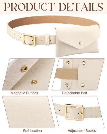 Shihanee 3 Pcs PU Leather Waist Belt Bags for Women Adjustable Fashion Mini Waist Pouch Equestrian Belt Bags for Fashion Party Riding Hiking Daily Use Y2k Accessory (Beige,Brown,Coffee)
