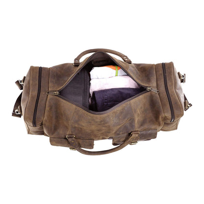 KomalC 28 inch Duffel Bag Travel Sports Overnight Weekend Leather Duffle Bag for Gym Sports Cabin Holdall bag (Distressed Brown)
