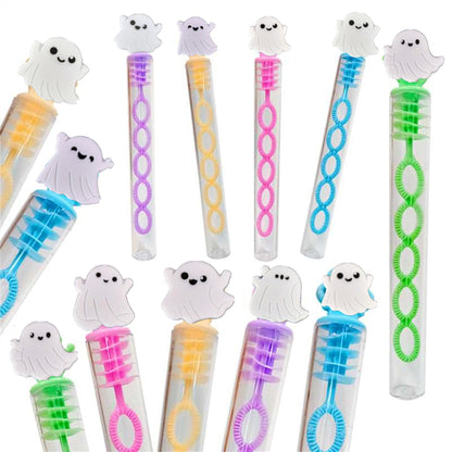 24 Packs Bulk Mini New Halloween Ghosts Shape Bubble Wands, Boys and Girls Holiday Party Favors Student Halloween Party Supply