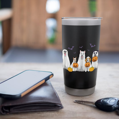 Halloween Dogs Ghost Pumpkins Spooky Dog Lover Gift Stainless Steel Insulated Tumbler