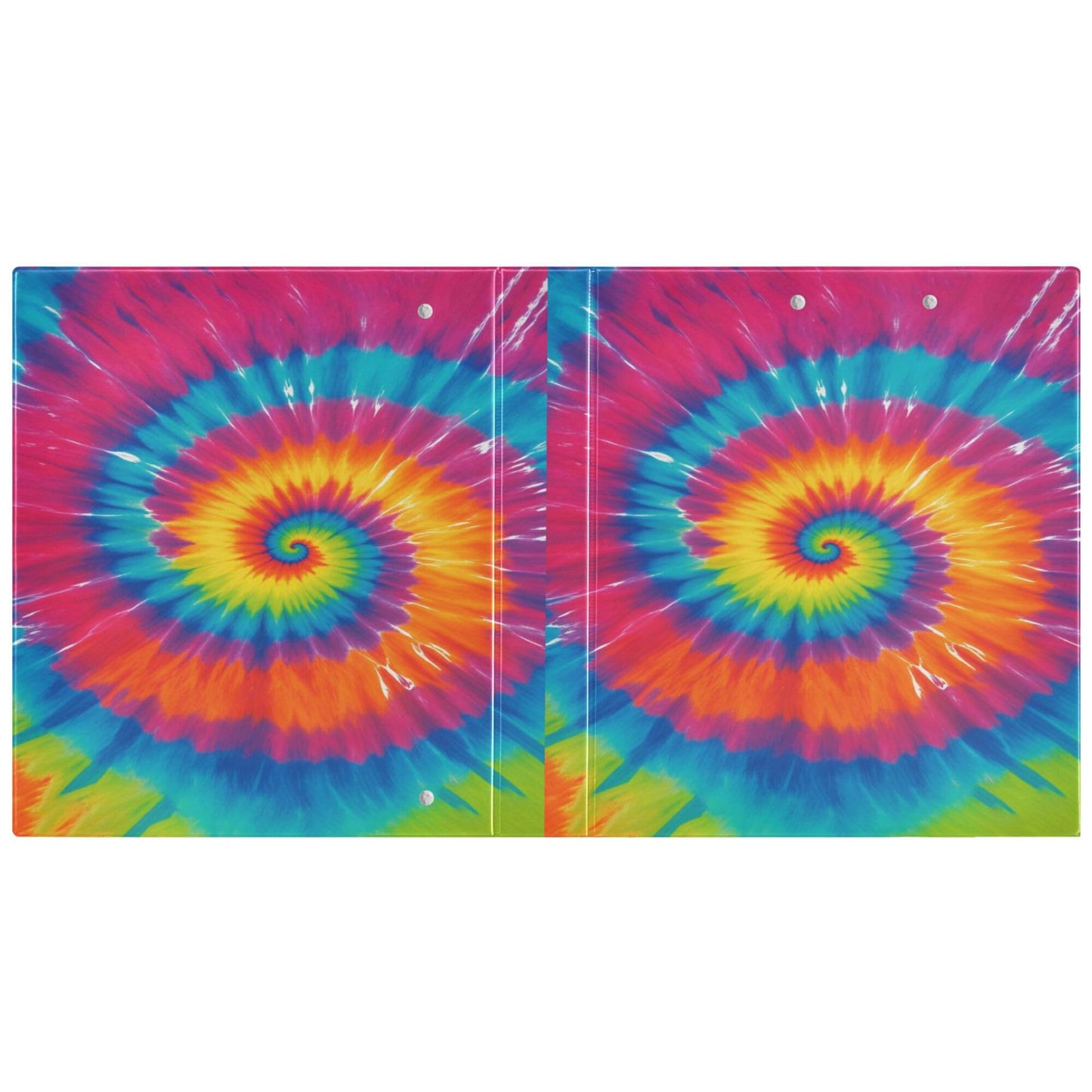 Tie Dye Round Ring Binders 1.5 Inch Rainbow 3 Ring Clipboard Binder for Office School Work Supplies File Folder 200 Sheet Capacity