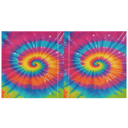 Tie Dye Round Ring Binders 1.5 Inch Rainbow 3 Ring Clipboard Binder for Office School Work Supplies File Folder 200 Sheet Capacity