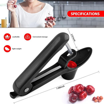 Cherry Pitter, Brighoot Stainless Steel Cherry Pitter Tool Cherries Corer with Lock Design for Making Cherry Jam, Remove Cherry Seed with Space/Safe/Quick (Black)