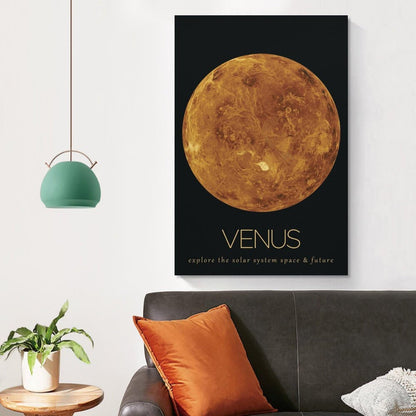 LGDSBHH Minimalist Venus Solar System Canvas Wall Art - Educational Space Planet Poster - Science Classroom & Kids Bedroom Decor - 12x18 Inch (Unframed)