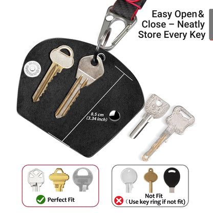T-carbon Top Grain Leather Key Wrap for House Keys, Compact Key Holder Case Fits 2-5 Keys, Silent Rattle-Free Design,Portable Keychain