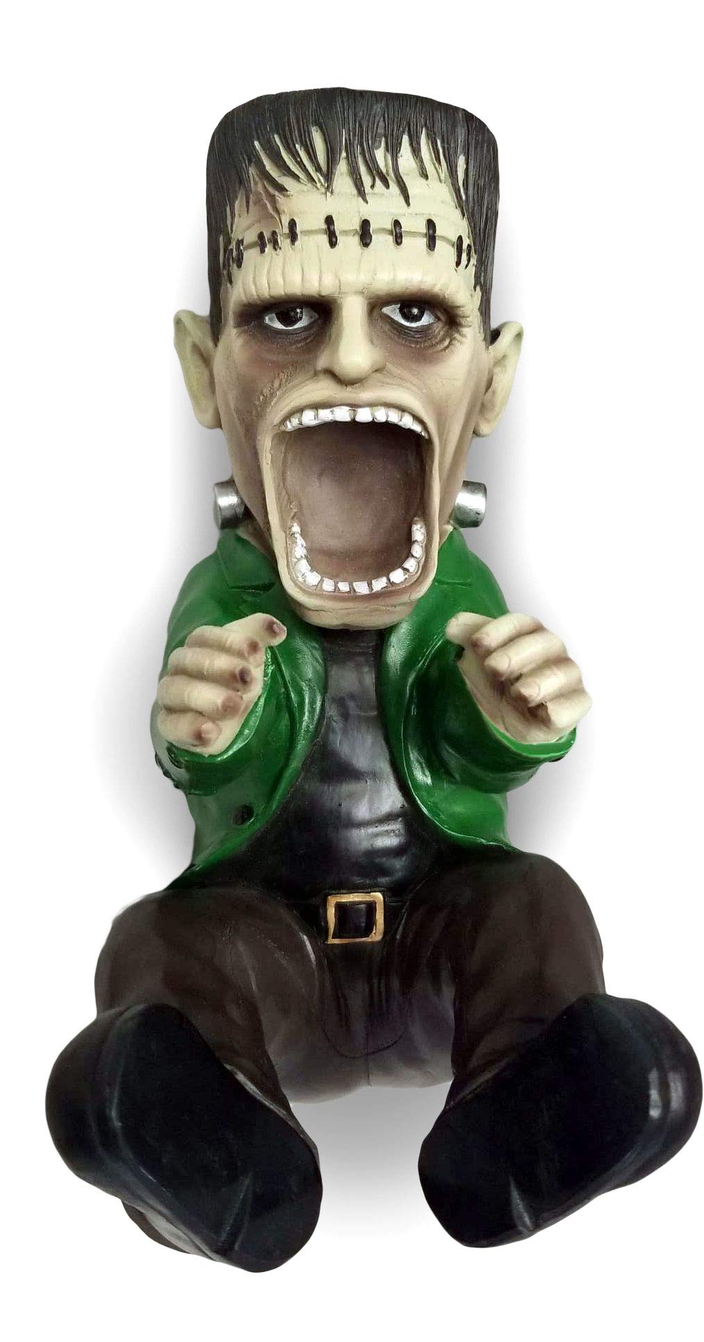 DWK Frankenstein Wine Bottle Holder | Countertop Rack Wine Holders | Horror Kitchen Wine Decorations Theme Sets | Cute Goth and Cool Mom Gifts - 10.5"