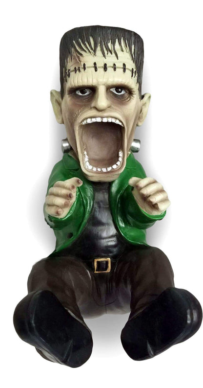 DWK Frankenstein Wine Bottle Holder | Countertop Rack Wine Holders | Horror Kitchen Wine Decorations Theme Sets | Cute Goth and Cool Mom Gifts - 10.5"
