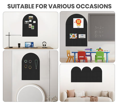 Large Arched Felt Bulletin Board 35" x 24",Cork Board Alternative - 6 Customized Felt Wall Tiles with Push Pins, Cork Boards for Walls Pin Board for Office & Home Panels - Black
