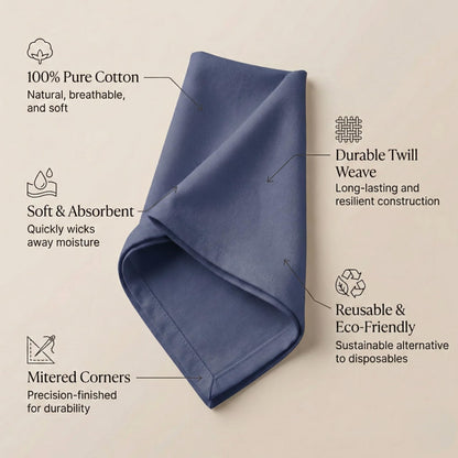 ACCENTHOME Accent Home 100% Cotton Napkins, Delicate Cloth Napkins for Dinners, Parties and Weddings，18 x 18 Inch Set of 12 - Navy