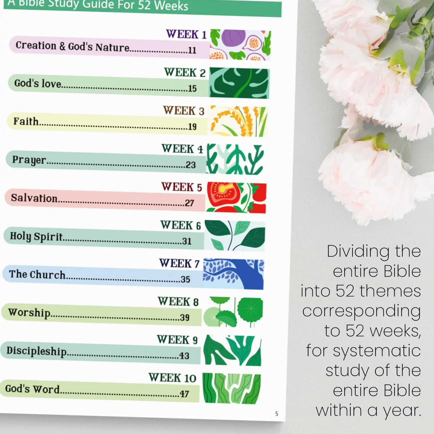 Bible Study Guide in a Year for Women, 52-week Guided Bible Prayer Journal Daily Devotional Notebook with Bookmark, Journaling Bibles Study Supplies Accessories Christian Gifts (A4)