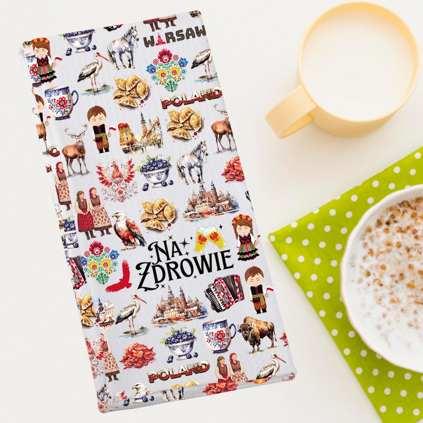 G2TUP Poland Kitchen Towel Polish Cheers Tea Towel Na Zdrowie Gifts Polska Hand Towel Polish Gifts (NaZdrowie kt)