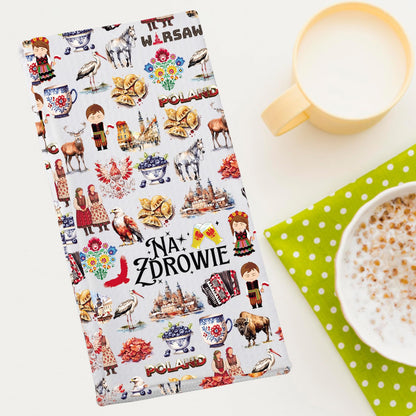 G2TUP Poland Kitchen Towel Polish Cheers Tea Towel Na Zdrowie Gifts Polska Hand Towel Polish Gifts (NaZdrowie kt)