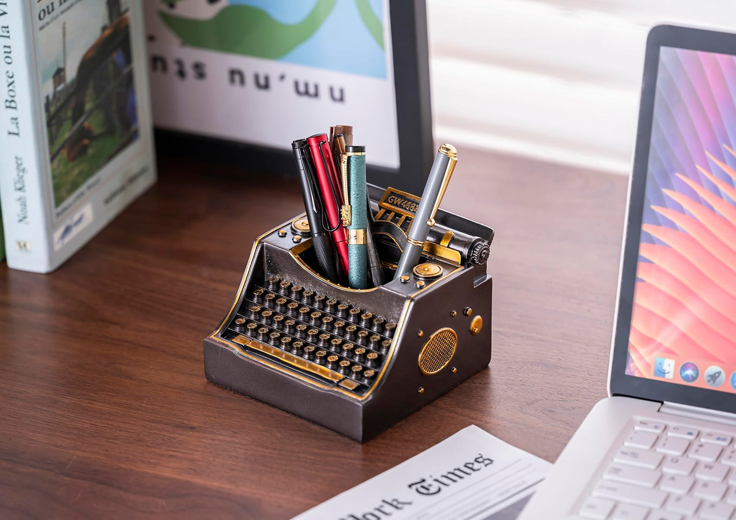 Amoysanli Retro Typewriter Pen Holder Desk Organizers for Writer's Iron