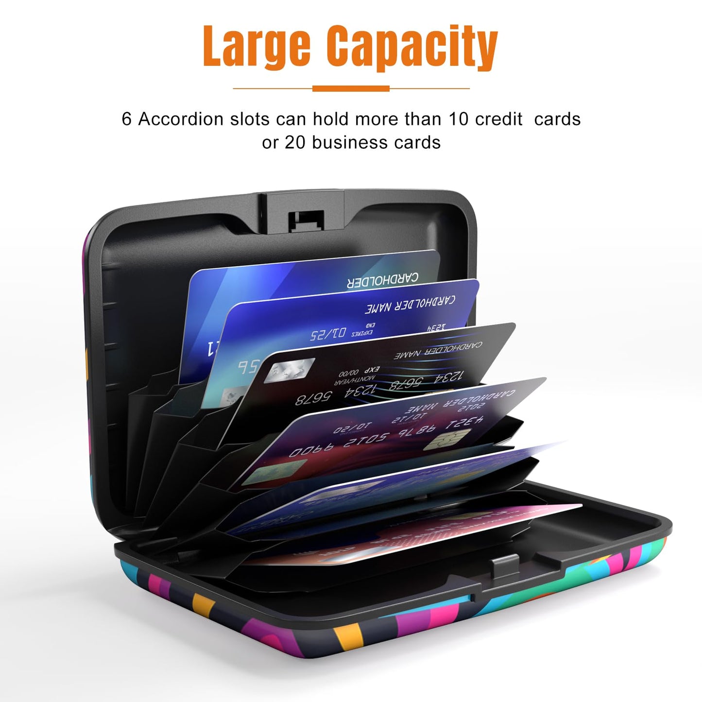 Rimilak Aluminuml Credit Card Holder, Mini Credit Card Wallet RFID Blocking Slim Metal Hard Case for Women Men, Flowing Color