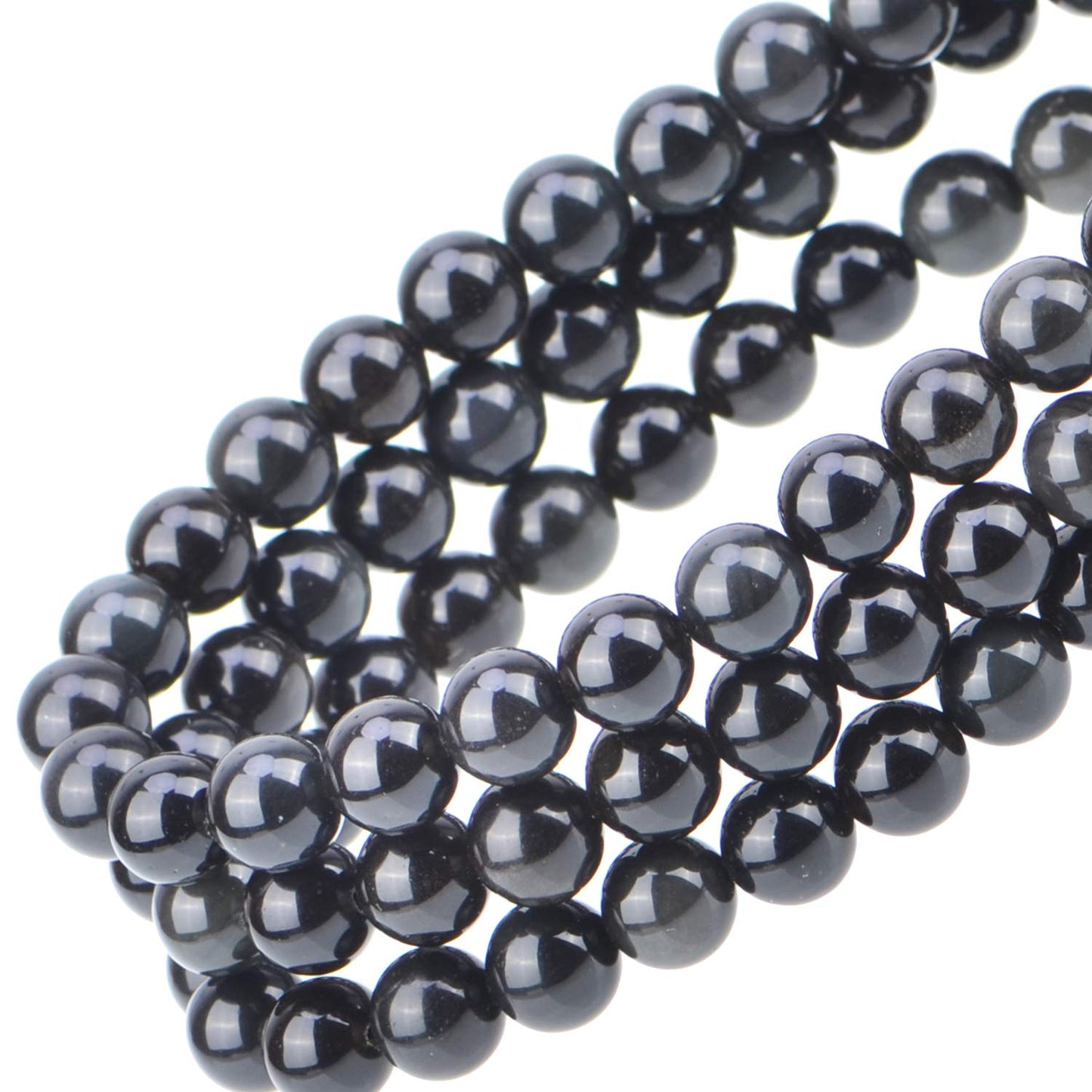 100Pcs Natural Crystal Beads Stone Gemstone Round Loose Energy Healing Beads with Free Crystal Stretch Cord for Jewelry Making (Black Obsidian, 8MM)