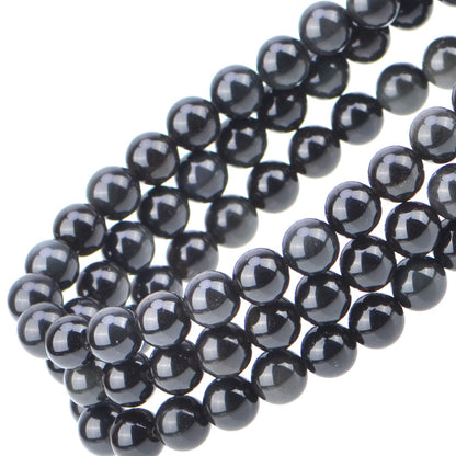 100Pcs Natural Crystal Beads Stone Gemstone Round Loose Energy Healing Beads with Free Crystal Stretch Cord for Jewelry Making (Black Obsidian, 8MM)