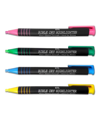 G.T. Luscombe Company, Inc. Bible Dry Highlighting Kit | No Bleed Eco-Friendly Refillable Dry Highlighters | No Sharpening | No Smearing or Fading | Yellow, Blue, Pink, Green (Set of 4)
