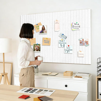 15 Pack Felt Bulletin Board, 35" x 59" Large White Pinboard with 30 Push Pins, Felt Pin Board, Self-Adhesive Cork Board Tiles for Home, Office Walls, School Classroom Message Photos Display