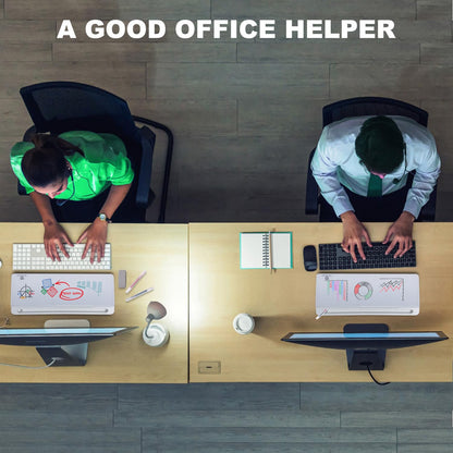 TSJ OFFICE Small Desktop Whiteboard -Glass Dry Erase Board Computer Keyboard Stand White Board Surface Pad with Drawer, Desk Organizers with Accessories for Office, Home, School Supplies - White