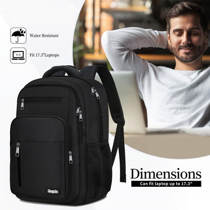 Backpack for Women Men, School Backpack for Boys Girls Teens, 17.3 Inch Laptop Backpack with Reinforced Straps, College Middle High School Bookbag, Water Resistent Business Mochila para hombre, Black