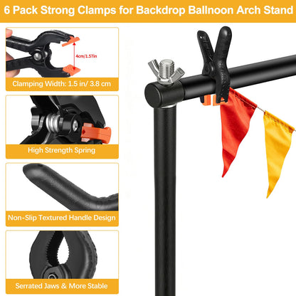 Backdrop Stand 10x7ft(WxH)- 7 Widths Photo Studio Adjustable Background Stand Support kit with Clamps,Carrying Bag for Party, Photo Booth, Banner, Events Decoration, Wedding, Photography