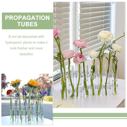 Toyvian Glass Vase for Indoor Plants Propagation Tubes Large Test Tube Flower Vase with Brush 8pcs Set Hydroponic Home Decor Terrarium Pot