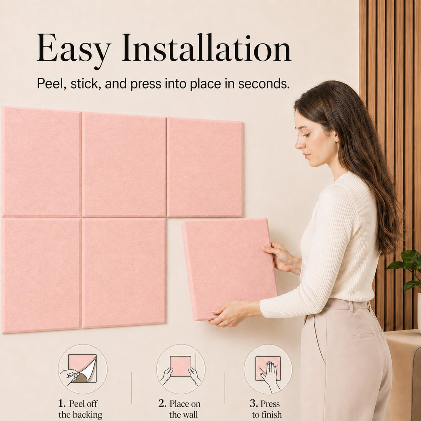 Baysola Felt Bulletin Board Panels 48 x 36 Inch Self Adhesive Wall Tiles Cork Board Alternative for Office Classroom Photos Notes 12 Pack