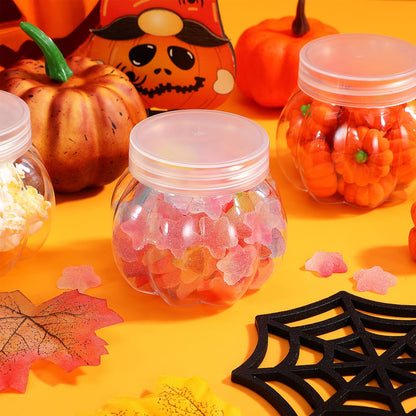 GOOHOCHY Transparent Pumpkin Candy Jar 2.75 Inch Clear Plastic Storage Container for Halloween Party Snacks Wedding Treats and Small Candy Storage